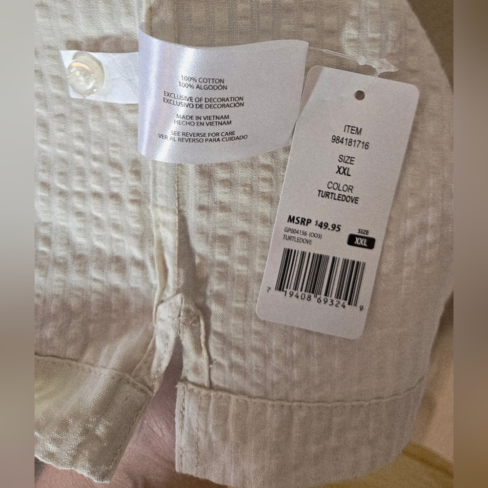 GAP Tan Seersucker Button Down Short Sleeve Shirt, Mens XXL, NWT - Picture 4 of 6